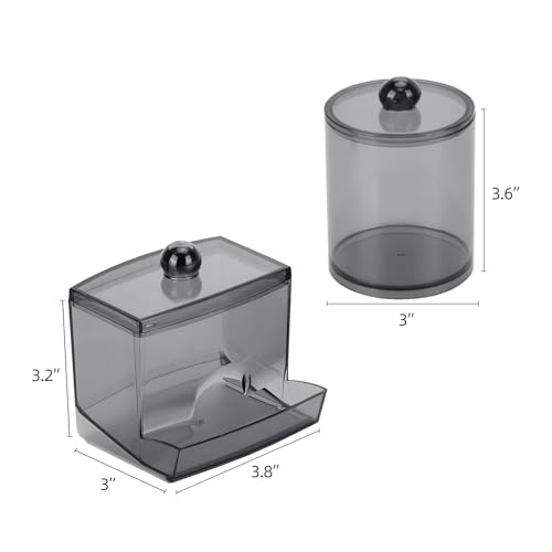 Tbestmax 3-Pack Bathroom Apothecary Jar Set, Black Cotton Swab & Ball Holder