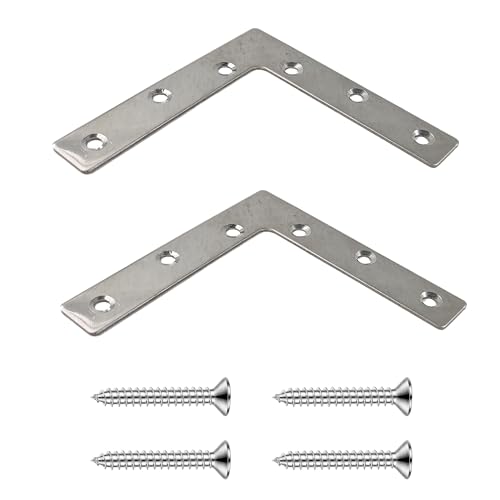 Heavy-Duty Flat L Brackets 120mm - 2PCS Steel Corner Support