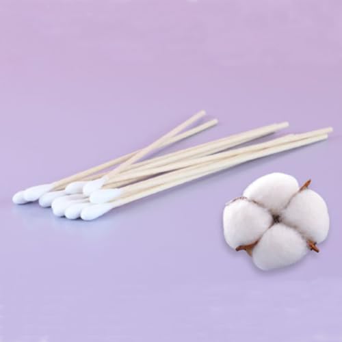 RIKWOG 6-Inch Long Cotton Swabs 200 Pcs Wooden Handle Ear Buds