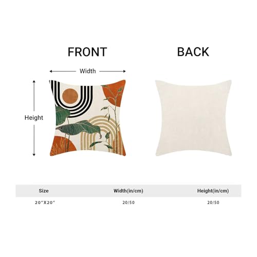 Burnt Orange Boho Pillow Covers 20x20 Inch Set of 2 - Tropical Leaf Design