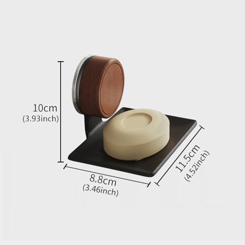 Wall-Mounted Soap Dish - Walnut & Stainless Steel Holder with Suction Cup