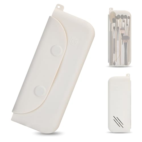 Large Silicone Makeup Brush Holder Magnetic Travel Case White