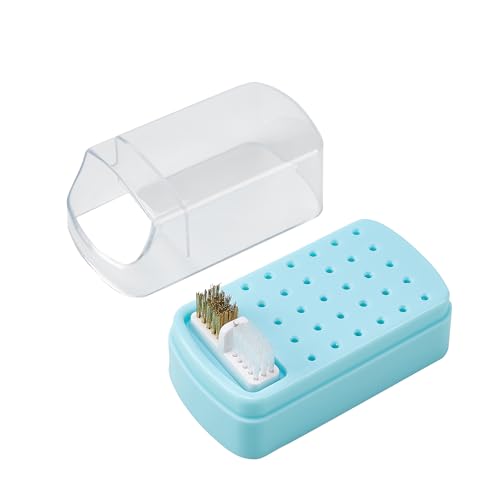 30-Hole Nail Drill Bit Holder and Cleaner Case with Brush