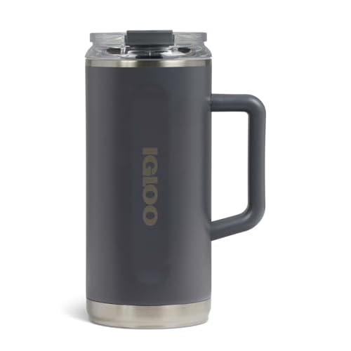 Igloo, 36 oz Tumbler with Handle, Reusable Travel Mug, Stainless Steel Insulated Hydration Cup for Hot & Cold Beverages, Carbonite