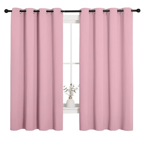 NICETOWN Crystal Pink Blackout Curtain Panels 55x68" - Grommet Thermal Insulated Curtains