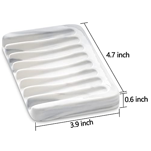 White Ceramic Soap Dish with Drainage for Shower & Sink