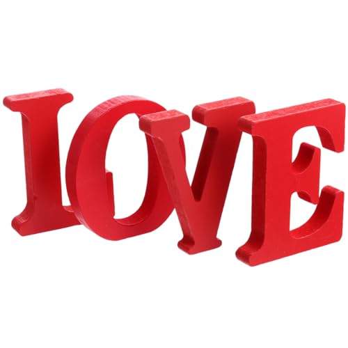 Wooden Love Sign Table Centerpiece 4-Piece Retro Dining Decor