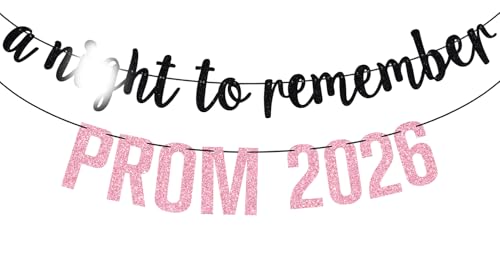 Pink Glitter Prom Night 2026 Banner for Graduation Party