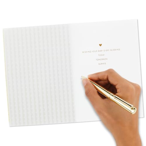Hallmark Baptism Card with Floral Cross and Gold Heart