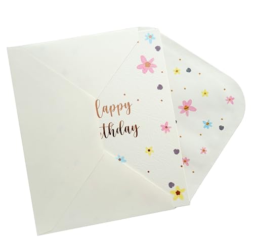 CHRIZ.Z Cutesy Floral Happy Birthday Card with Envelope - 5x7"
