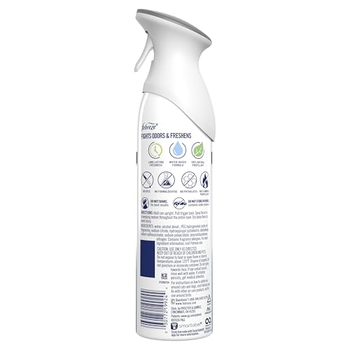 Febreze Air Mist, Air Freshener Spray, Odor Fighting Room Spray, Deodorizer for Home Bathroom Kitchen Office Apartment Dorm Room Classroom, Heavy Duty Crisp Clean Scent, 8.1oz, (Pack of 6)