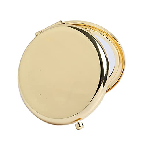 Compact Pocket Makeup Mirror - 2.75 Inch Gold Travel Mirror with 1X/2X Magnification