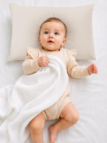 Wimist Muslin Toddler Pillowcases 2-Pack, 13x18, Beige & Pale Yellow