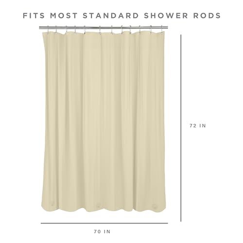 Bath Bliss Hotel Weight Shower Curtain Liner, Beige 70x72, Magnetic Hem