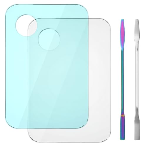 Guduling 4-Piece Foundation Mixing Palette and Stainless Steel Spatula Set