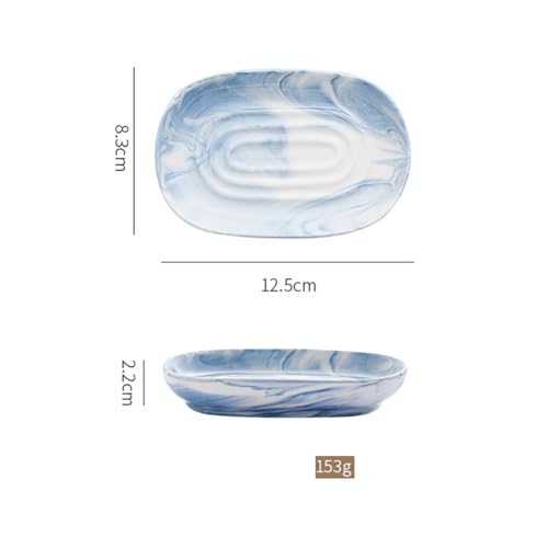 Ceramic Oval Soap Dish with Marble Pattern - Bathroom & Kitchen Decor