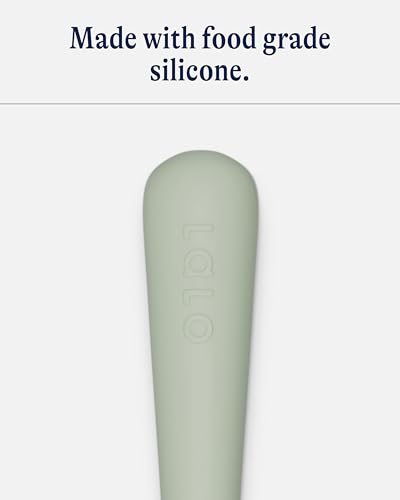 Lalo Little Spoon 2-Piece Set - Sage Silicone Baby Feeding Spoons