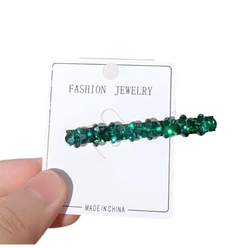 Green Rhinestone Hair Barrette Clip Set of 3 Sparkle Alligator Pin