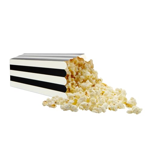 XIEHE 24 Pack Black Striped Popcorn Boxes for Movie Nights & Parties