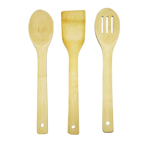 3-Piece Wooden Cooking Utensil Set with Heat-Resistant Handles