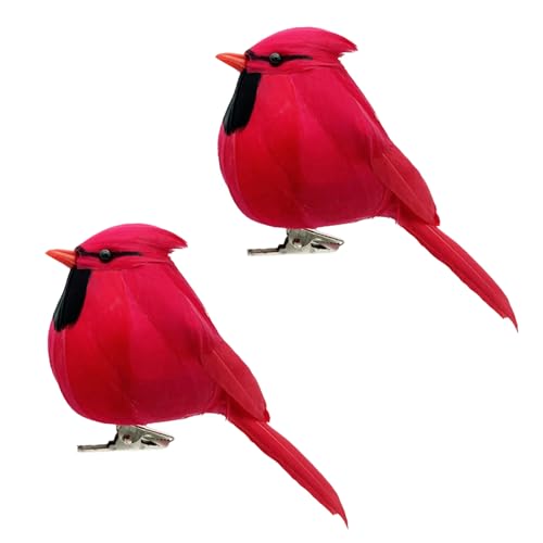 2pcs Red Cardinals Christmas Ornaments Clip-On Birds for Holiday Decor and Crafts