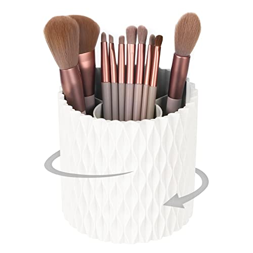 White 360° Rotating Makeup Brush Holder Organizer - 5-Slot Cup