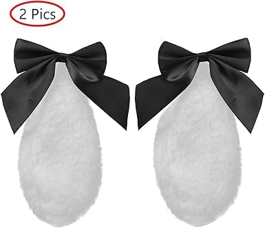 Black Plush Bunny Lop Ears Hair Clips with Bow Kawaii Rabbit Hairpins