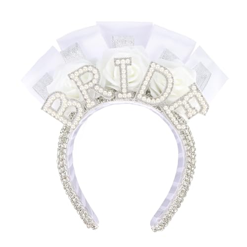 Araluky Pearl Bride Headband with Rhinestones for Bachelorette Party