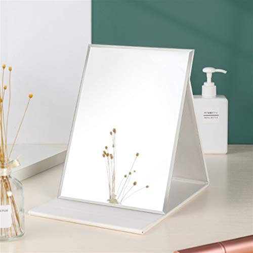 Portable Foldable HD Makeup Mirror - 6.9 x 4.9 Inch White Tabletop Mirror