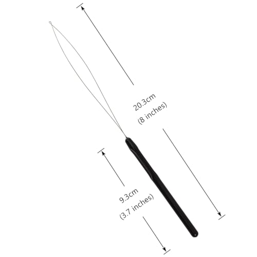 Hair Extension Loop Needle Threader Pulling Hook Tools 10 Pcs Black