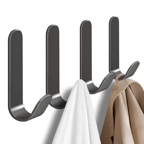 4 Pack Adhesive Steel Towel Hooks - Dark Gray Wall Hook