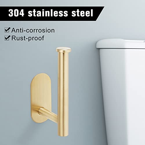 Gold Self-Adhesive Toilet Paper Holder - Premium SUS304 Steel