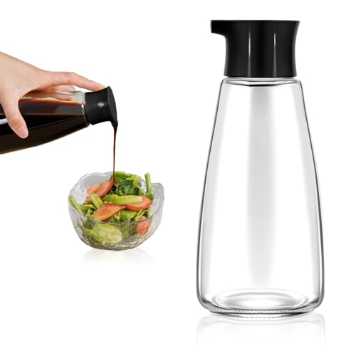 Black Glass Soy Sauce Dispenser Bottle 9.6 oz Leak-Proof Oil & Vinegar Cruet