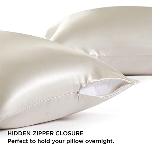 Bedsure Queen Satin Pillowcase Set of 2 (20" x 30", Blush Pink, Zippered)