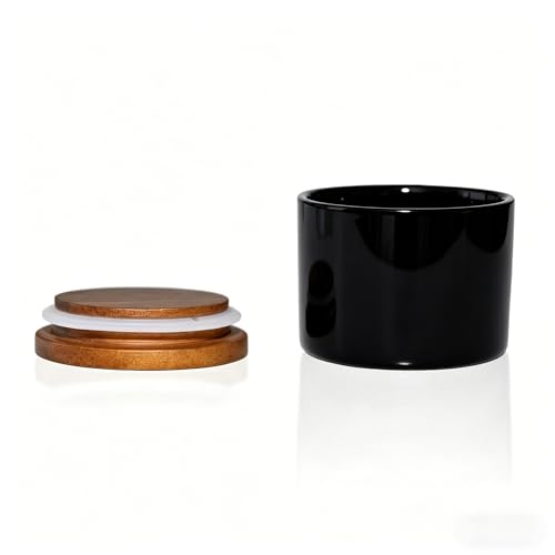 5 oz Black Ceramic Airtight Kitchen Canister with Lid - Veswers