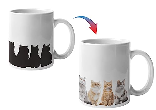 Heat Sensitive Cat Mug - 12oz Coffee Cup for Cat Lovers, Gifts for Women & Men