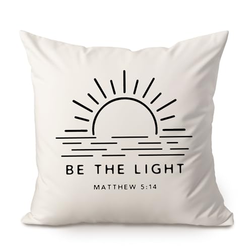 Be The Light 18x18 Decorative Throw Pillow Cover - Bible Verse Gift