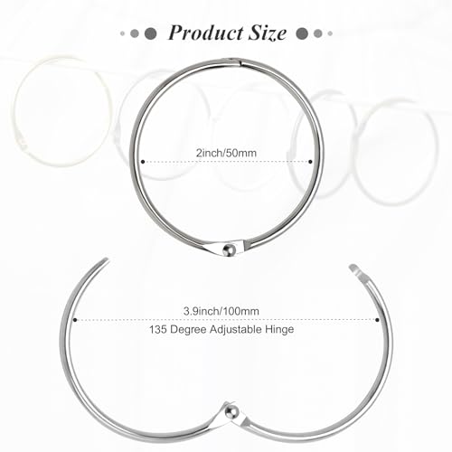 AUTEMOJO Silver Shower Curtain Rings - 16 Anti-Rust Circular Hooks