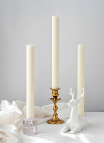 Ivory Ribbed Taper Candles - 10" Unscented, 4-Pack