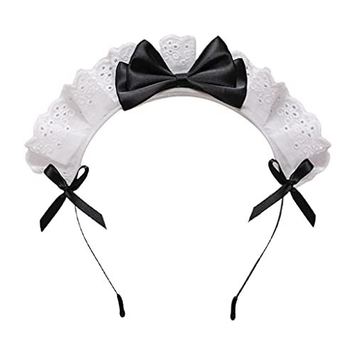 Black Lace Bow Lolita Headband Maid Cosplay Hair Band