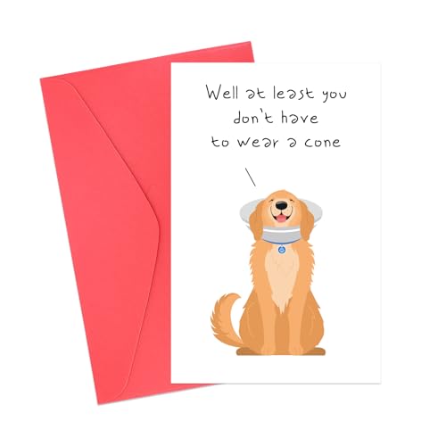 Funny Get Well Card with Envelope - Golden Retriever Design