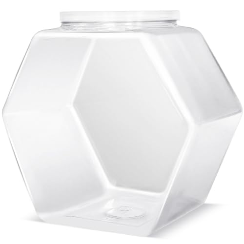 Woozettn Hexagon Candy Jar - 71 oz Clear Plastic Container with Lid