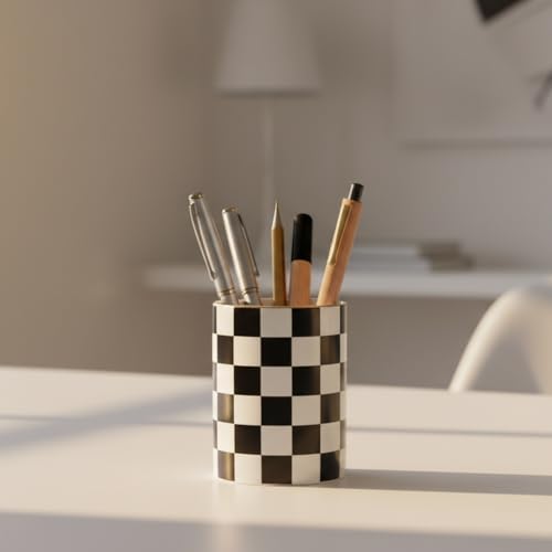 Black Ceramic Toothbrush Holder & Makeup Brush Organizer
