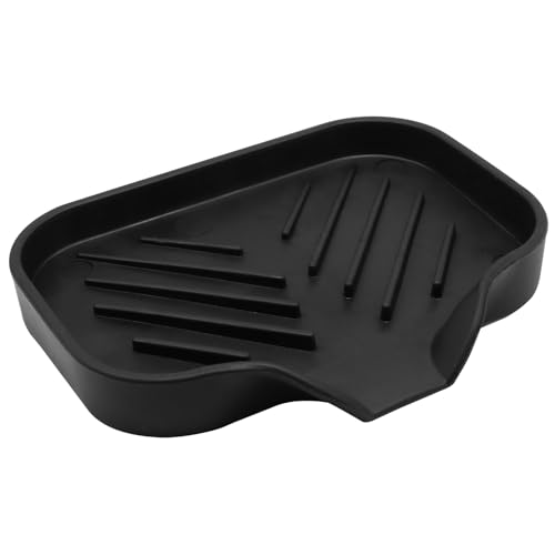 Self-Draining Rubber Soap Dish | Compact Black Bar Soap Holder