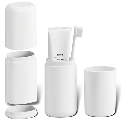 Portable Travel Toothbrush Case with Detachable Lid & Cup