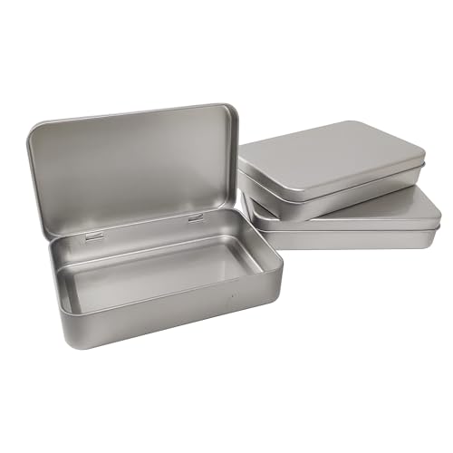 Aventik 3-Pack Metal Hinged Tin Storage Boxes - Portable Organizer for Jewelry, Crafts, and Small Parts