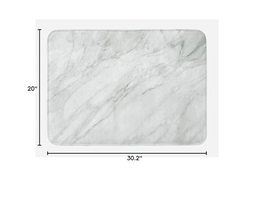 Ambesonne Marble Print Bath Mat, Stained Marbled Background Image Abstract Textures Monochromatic Design, Plush Bathroom Decor Mat with Non Slip Backing, 30.2" x 20", White Pale Grey