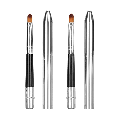 Retractable Lip Brush 2 Pcs Aluminum Makeup Brush for Lipstick & Concealer