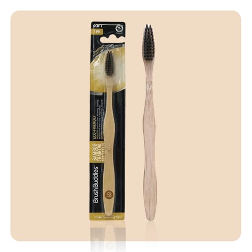Brush Buddies Bamboo Charcoal Toothbrush, Soft Bristles, Eco-Friendly