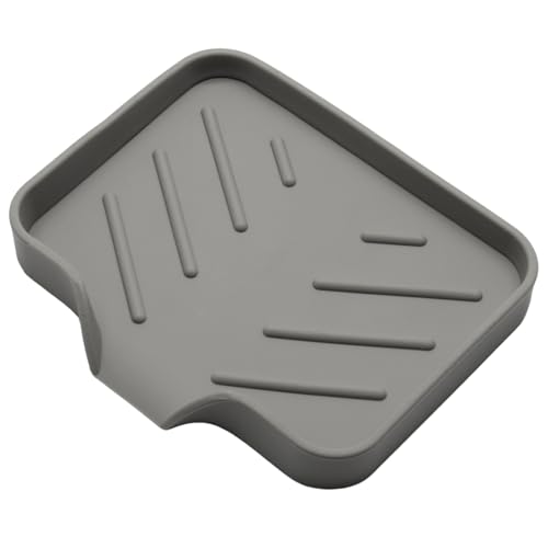 BokWin Self Draining Silica Gel Soap Dish, Grey 4.8x3.5 Inch